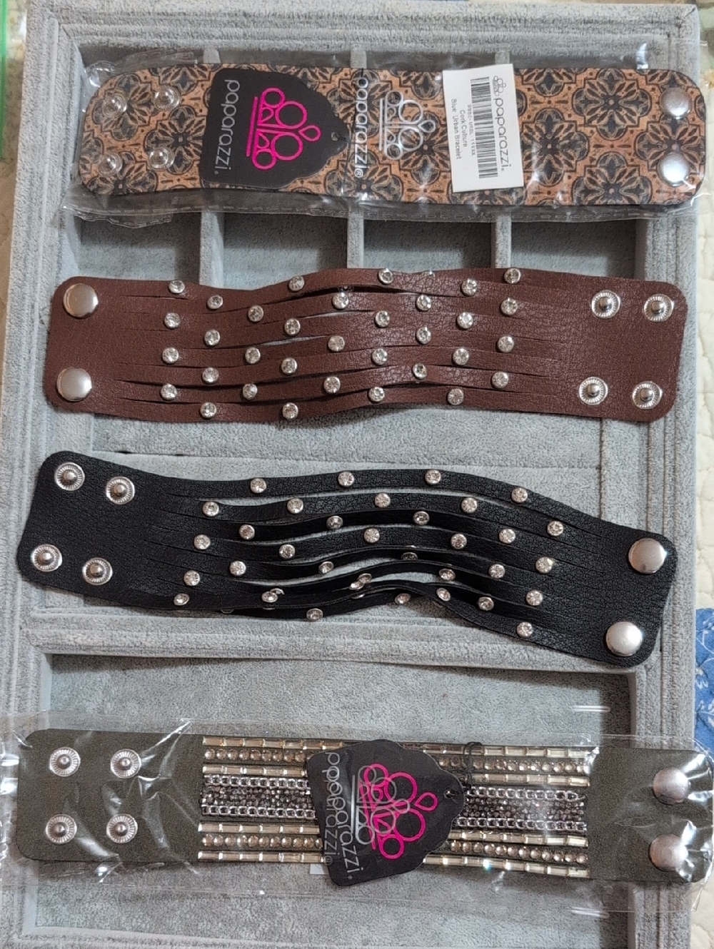 paparazzi Black and Brown Studded Multi-Strap Wrap Bracelets Set